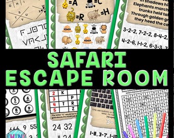 Safari Escape Room Word Search, Printable Party Game for Kids, Puzzles, Classroom Party, Family Game Night, Secret Codes, Mystery Words