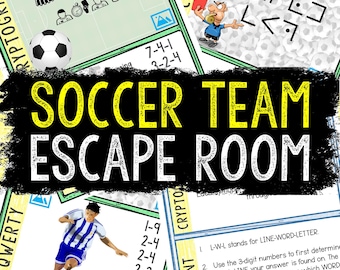 Escape Room for Kids - Printable Party Game – Soccer Team Escape Room Kit – Birthday Party Games - Kids Puzzles – Family Game Night