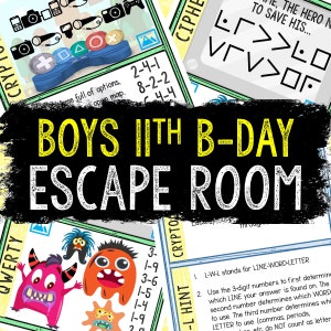 Escape Room for Kids - Printable Party Game – Boys 11th Birthday Escape Room Kit – Birthday Party Games - Kids Puzzles – Family Game Night
