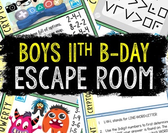 Escape Room for Kids - Printable Party Game – Boys 11th Birthday Escape Room Kit – Birthday Party Games - Kids Puzzles – Family Game Night