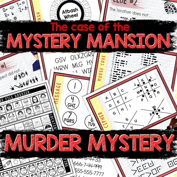 Murder Mystery Game for Kids – Spy Party – Mystery Mansion – Secret Agent Codes – Escape Room – Printable Party Props - Birthday Party Game