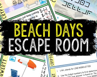 Escape Room Game for Kids - Printable Party Game – Beach Days Escape Room Kit – Birthday Party Game - Kids Puzzle – Family Game Night