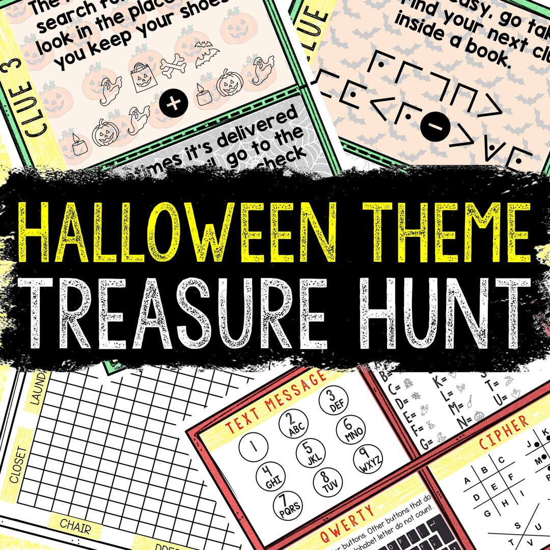 Halloween Theme Treasure Hunt for Kids - Printable Puzzle Game - Indoor ...