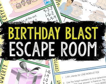 Escape Room for Kids - DIY Printable Game – Birthday Blast Escape Room Kit – Birthday Party Games - Kids Puzzle Game – Family Game Night