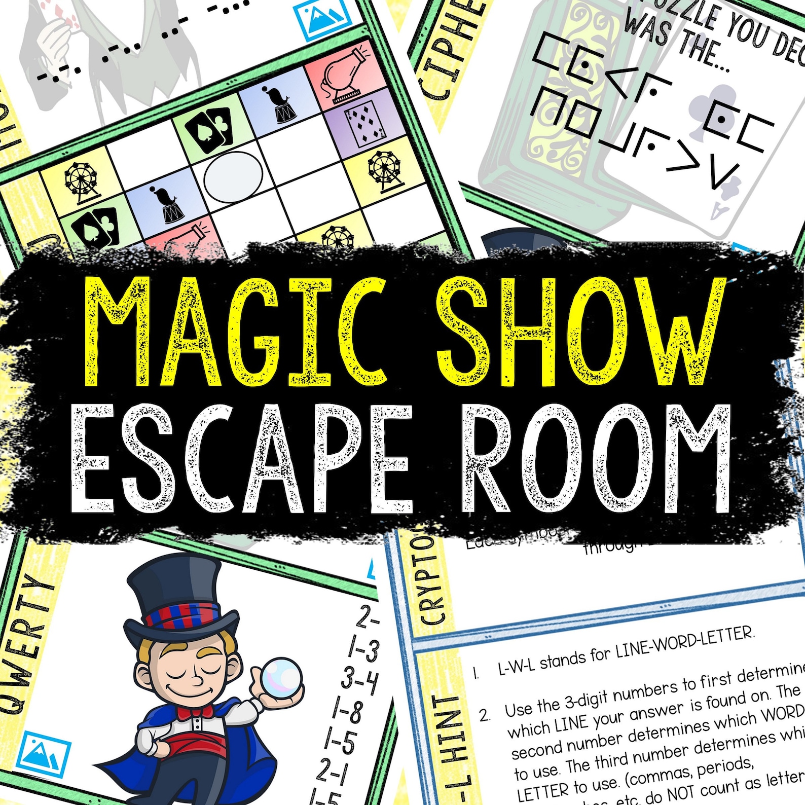 Escape Room for Kids  Printable Party Game  Magic Show Escape Room Kit  Birthday Party Games  Kids Puzzles  Family Game Night