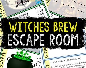 Halloween Escape Room for Kids, Printable Party Game, Witches Brew Puzzles, Birthday Party, Family Game Night, Halloween Activity, Mystery