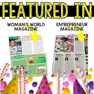 May include: A collage of two magazine pages featuring articles about women's world and entrepreneur magazine. The Woman's World magazine page features a woman with a typewriter and the text "I make six figures a year helping others". The Entrepreneur magazine page features a board game with the text "Work events as a brand ambassador. $20 to $30 an hour".