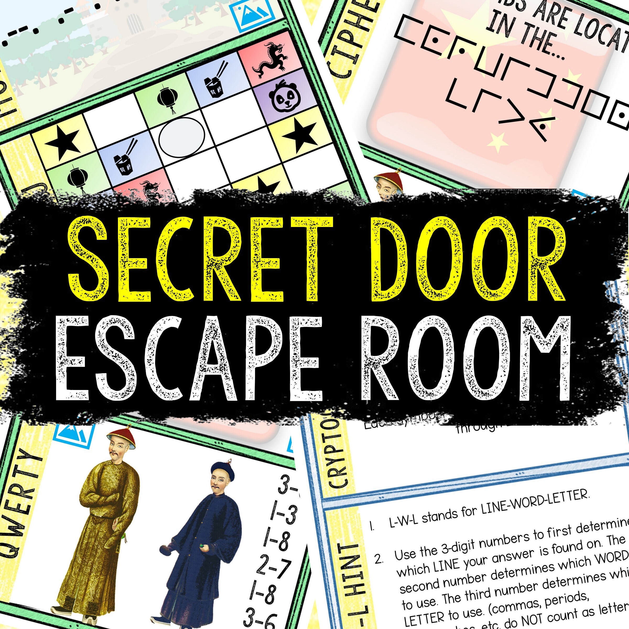 Escape Room for Kids - Printable Party Game – Secret Door Escape Room Kit – Birthday Party Games - Kids Puzzles – Family Game Night