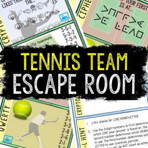 Escape Room for Kids - DIY Printable Game – Tennis Team Escape Room Kit – Birthday Party Games - Kids Puzzle Game – Family Game Night