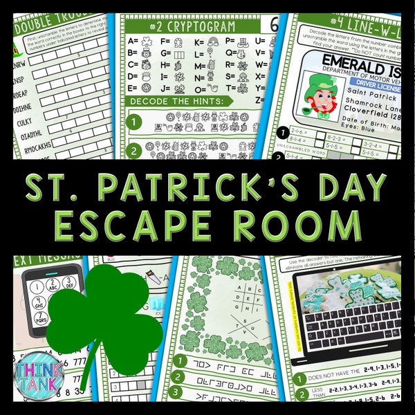 St. Patrick's Day Escape Room for Kids, Printable Party Game, Cipher Puzzles, Birthday Party, Family Game Night, Holiday Activity, Mystery