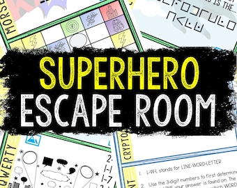 Escape Room for Kids - Printable Party Game – Superhero Escape Room Kit – Birthday Party Games - Kids Puzzle Game – Family Game Night