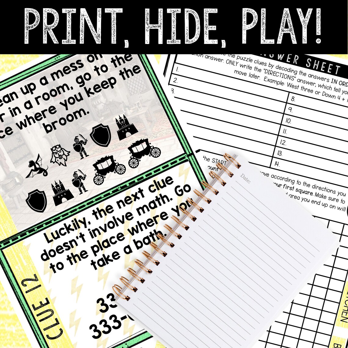 wizard theme treasure hunt for kids printable puzzle game etsy