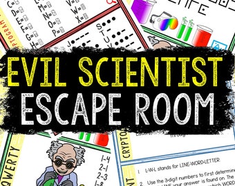 Escape Room for Kids - DIY Printable Game – Evil Scientist Escape Room Kit – Birthday Party Games - Kids Puzzle Game – Family Game Night