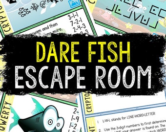 Escape Room for Kids - Printable Party Game – Dare Fish Escape Room Kit – Birthday Party Games - Kids Puzzles – Family Game Night