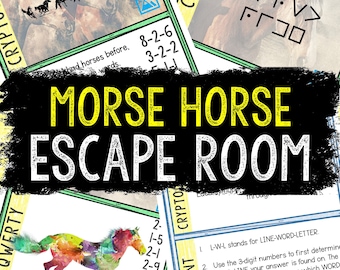 Escape Room for Kids - Printable Party Game – Morse Horse Escape Room Kit – Birthday Party Games - Kids Puzzles – Family Game Night