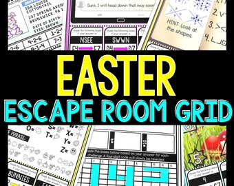 Easter Escape Room GRID for Kids, Printable Party Game, Scavenger Hunt, Kids Puzzles, Family Games, Easter Sunday, Classroom Party