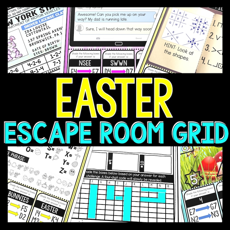 Easter Escape Room GRID for Kids, Printable Party Game, Scavenger Hunt ...