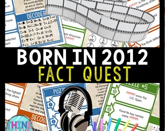 Born in 2012 Fact Quest Escape Room for Kids, Printable Party Game, Family Game Night, Teachers, Puzzles, Secret Codes, Strange Trivia