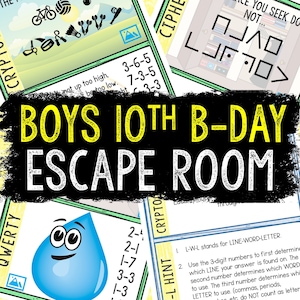 Escape Room for Kids - Printable Party Game – Boys 10th Birthday Escape Room Kit – Birthday Party Games - Kids Puzzles – Family Game Night