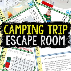 Escape Room for Kids - Printable Party Game – Camping Trip Escape Room Kit – Birthday Party Games - Kids Puzzles – Family Game Night