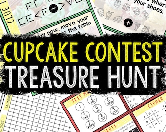 Cupcake Contest Treasure Hunt for Kids - Printable Game - Indoor Scavenger Hunt - Birthday Hunt Clues - Kids Puzzle - Family Game Night