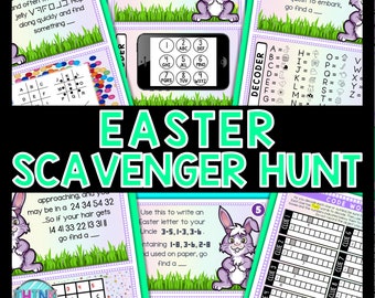 Easter Scavenger Hunt for Kids with Escape Room Puzzles, Printable Party Game, Holiday Fun, Family Game Night, Treasure Hunt, Secret Codes