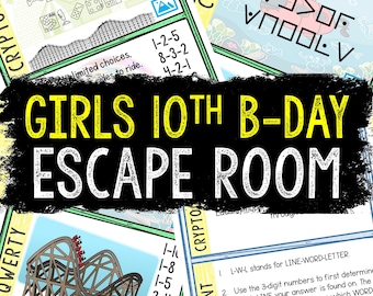 Escape Room for Kids - Jeu de fête imprimable – Kit de salle d'évasion pour filles 10e anniversaire – Jeux de fête d'anniversaire - Puzzles pour enfants – Soirée de jeux en famille