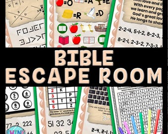 Bible Escape Room Word Search, Printable Party Game for Kids, Puzzles, Classroom Party, Family Game, Secret Codes