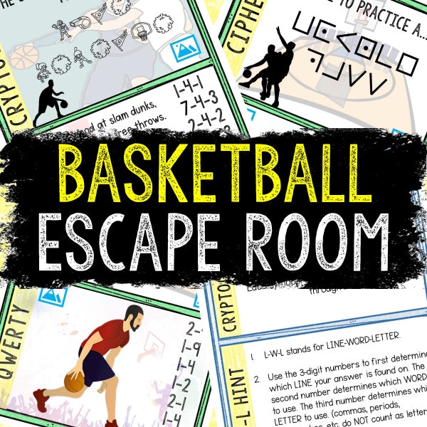 Escape Room for Kids - DIY Printable Game – Basketball Escape Room Kit – Birthday Party Games - Kids Puzzle Game – Family Game Night