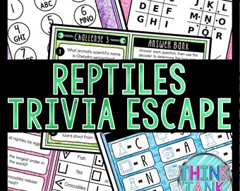 Reptiles Trivia Game - Escape Room for Kids - Printable Party Game – Birthday Party Game - Kids Activity – Family Game Night - Quiz