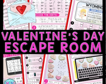 Valentine's Day Escape Room for Kids, Printable Party Game, Cipher Puzzles, Classroom Party, Family Game Night, At Home Fun, Secret Codes