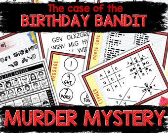 Murder Mystery Game for Kids – Spy Party – Birthday Bandit – Secret Agent Codes – Escape Room – Printable Party Props - Birthday Party Game