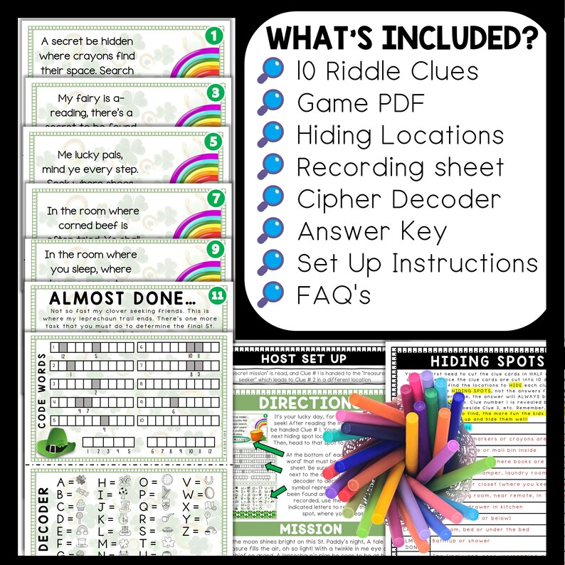 St. Patrick's Day Day Scavenger Hunt for Kids, Indoor Printable Game ...