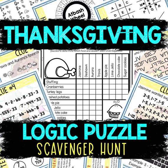 thanksgiving logic puzzle scavenger hunt game for kids party etsy canada