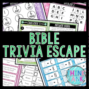 Bible Trivia Game - Escape Room for Kids - Printable Party Game – Birthday Party Game - Kids Activity – Family Games