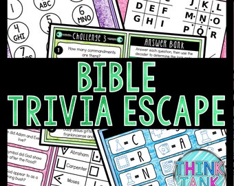 Bible Trivia Game - Escape Room for Kids - Printable Party Game – Birthday Party Game - Kids Activity – Family Games