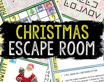 Christmas Escape Room for Kids, Printable Party Game, Christmas Escape Room Kit, Holiday Party Games, Kids Puzzles, Family Game Night, Santa