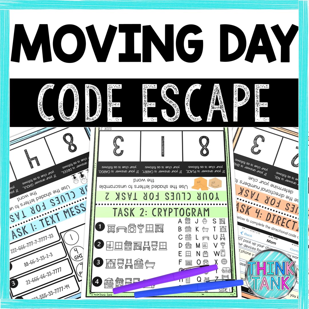 Moving Day Escape Room Code for Kids Printable Party Game Party Games