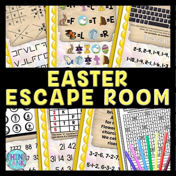 Religious Easter Escape Room Word Search, Printable Party Game for Kids, Puzzles, Easter Party, Family Game, Secret Codes, Easter Sunday