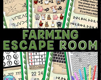 Farming Escape Room Word Search, Printable Party Game for Kids, Puzzles, Classroom Party, Family Game Night, Secret Codes, Mystery Words