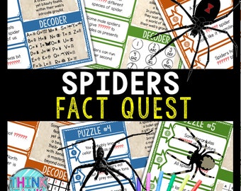 Spiders Fact Quest Escape Room for Kids, Printable Party Game, Family Game Night, Teachers, Puzzles, Secret Codes, Strange Trivia