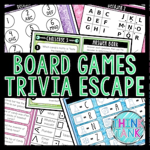 Board Games Trivia Escape Game - Escape Room for Kids - Printable Party Game – Birthday Party Game - Kids Activity – Family Game Night Quiz