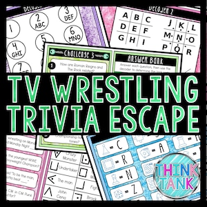 TV Wrestling Trivia Game - Escape Room for Kids - Printable Party Game – Birthday Party Game - Kids Activity – Family Games - Wrestlers Quiz
