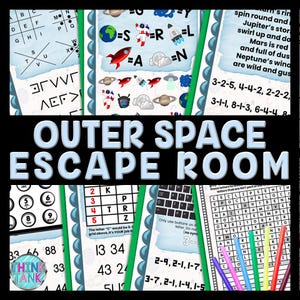 Outer Space Escape Room Word Search, Printable Party Game for Kids, Puzzles, Classroom Party, Family Game, Secret Codes