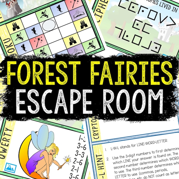 Escape Room for Kids - Printable Party Game – Forest Fairy Escape Room Kit – Birthday Party Games - Kids Puzzles – Family Game Night