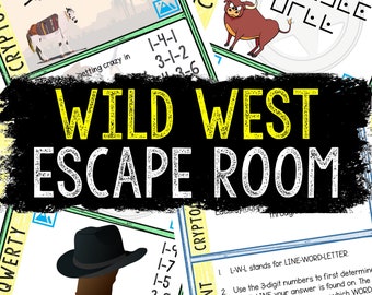 Escape Room for Kids - Printable Party Game – Wild West Escape Room Kit – Birthday Party Games - Kids Puzzles – Family Game Night