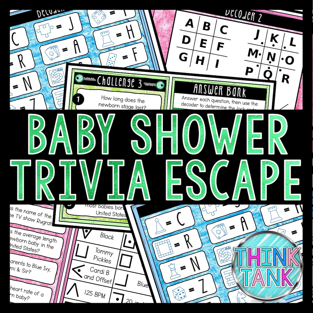 Baby Shower Trivia Game, Pregnancy Game, Escape Room, Printable Party