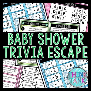 Baby Shower Trivia Game, Pregnancy Game, Escape Room, Printable Party Game, Baby on Board, Baby Shower Ideas, Couples Shower, Baby Game Quiz