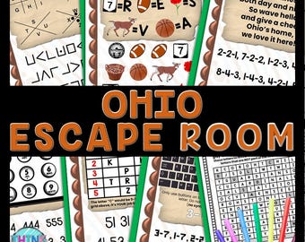 Ohio Escape Room Word Search, Printable Party Game for Kids, Puzzles, Classroom Party, Family Game Night, Secret Codes, Teamwork Game