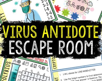 Escape Room for Kids - Printable Party Game – Virus Antidote Escape Room Kit – Birthday Party Games - Kids Puzzles – Family Game Night